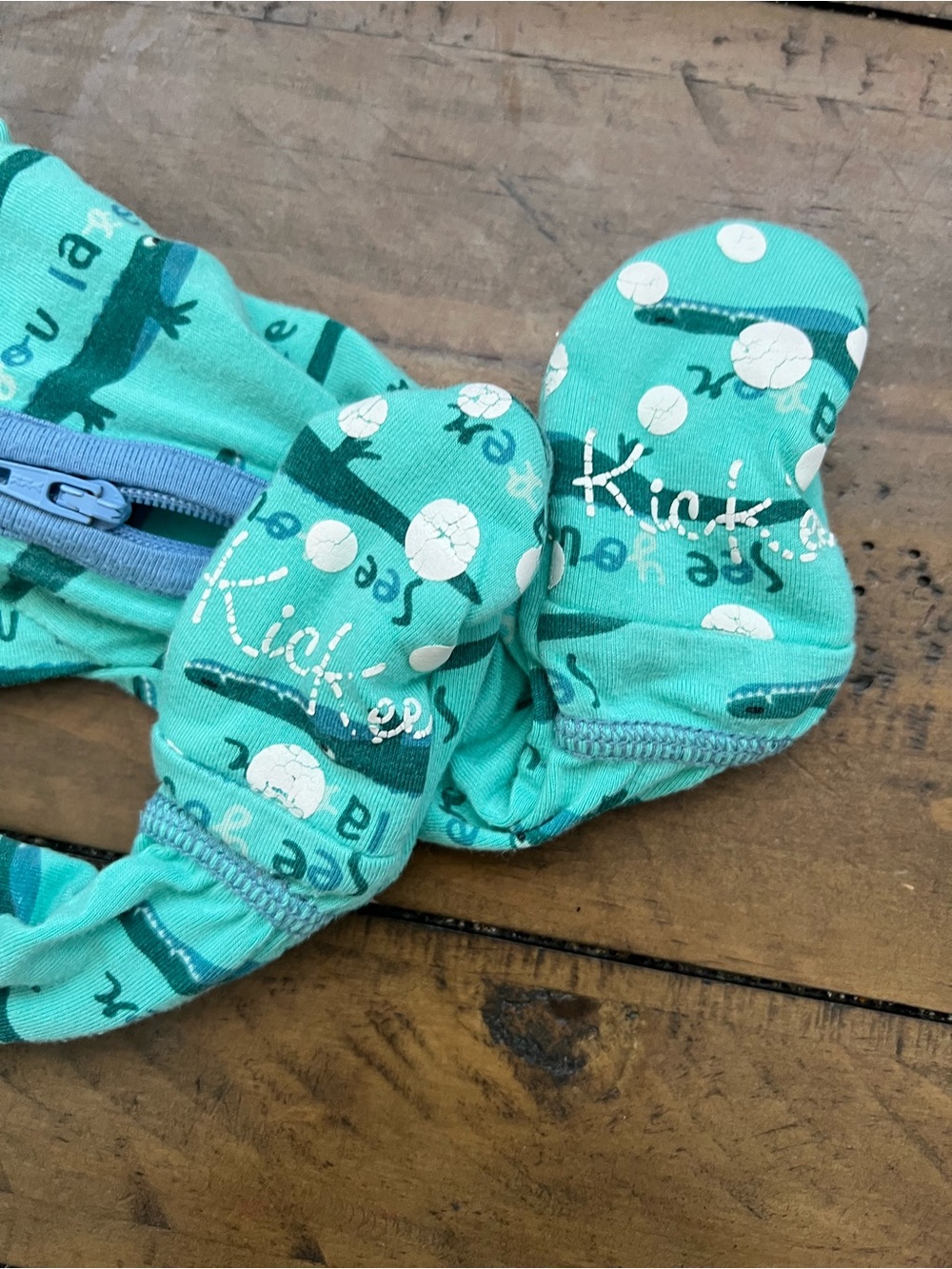 Turquoise Footed Baby One-Piece Sleepsuit with Two-Way Zip Closure - Picture 2 of 3